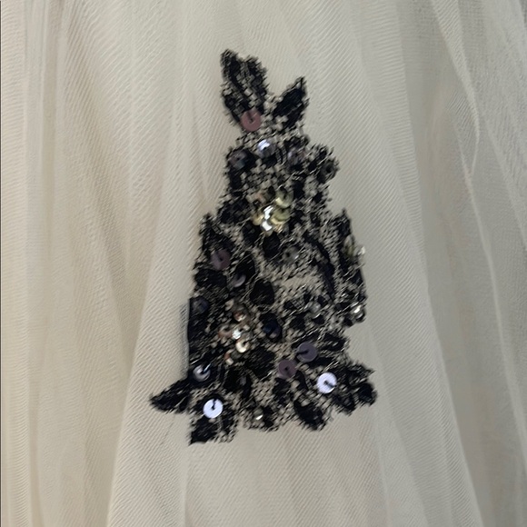 Xcite Formal Black and White Tulle Gown With Beading - Picture 6 of 10